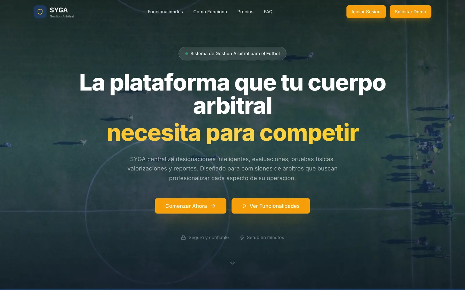 Pantalla de SYGA: gestion arbitral con designaciones, evaluaciones y reportes.